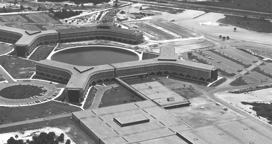 Aerial view of the IBM complex 1971 to 1973.